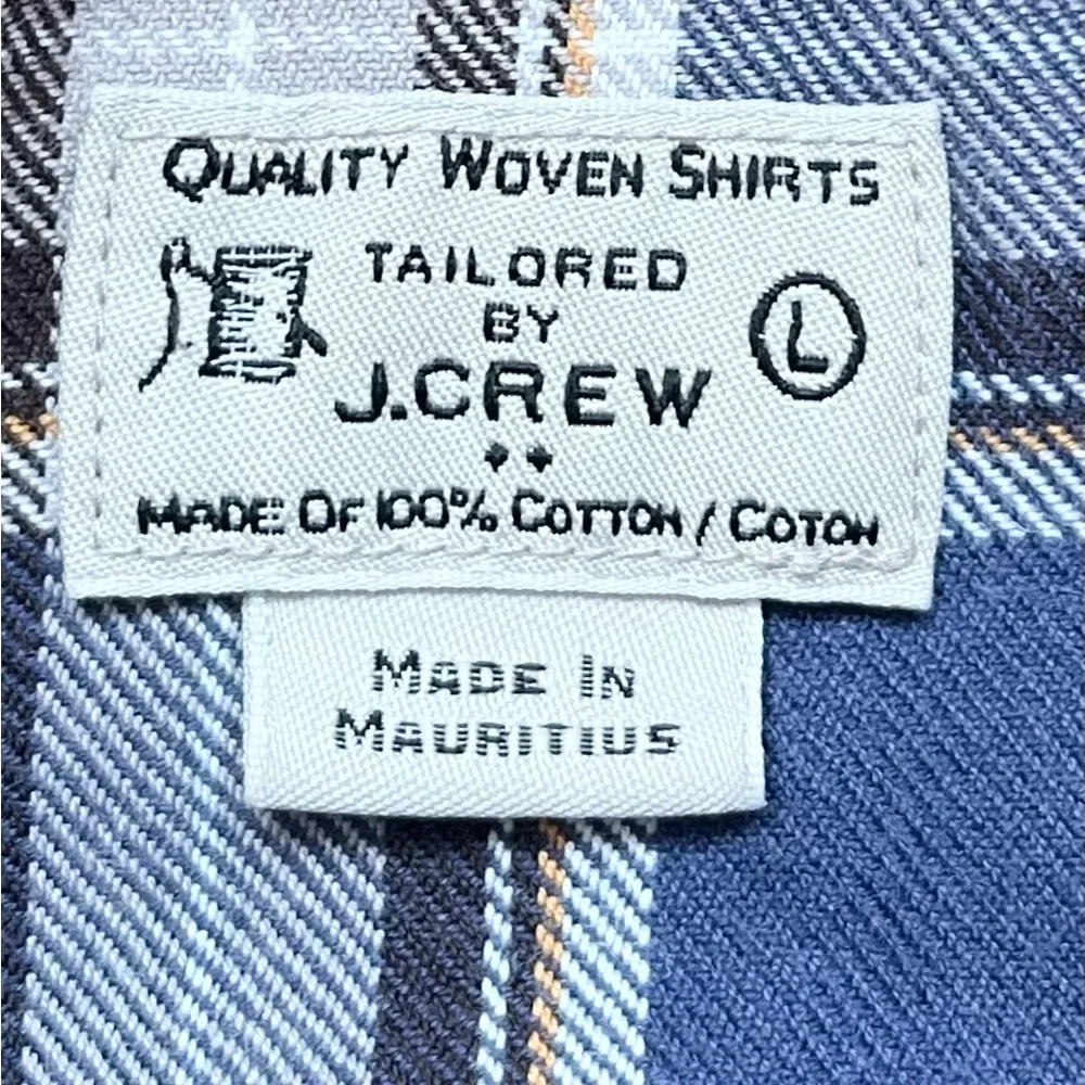 J. Crew Men’s Cotton Plaid Button Down Long Sleeved Shirt Blue/White Size Large